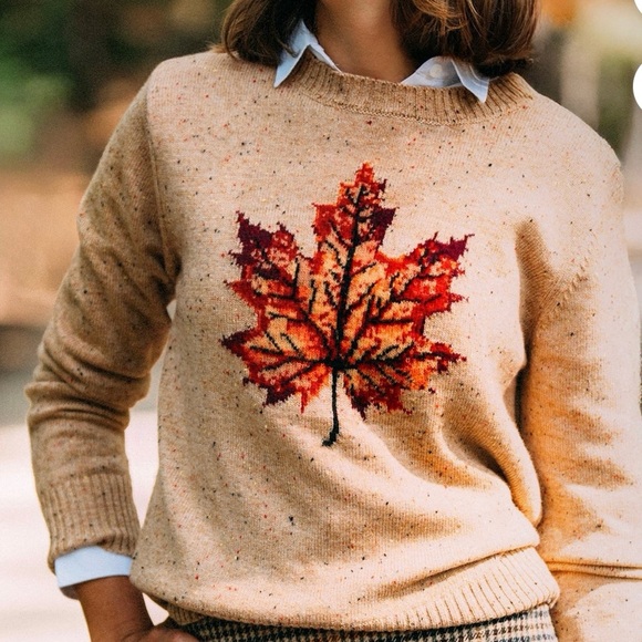 KIEL JAMES PATRICK Woodstock Maple Leaf Donegal Sweater Sz S - Picture 3 of 15